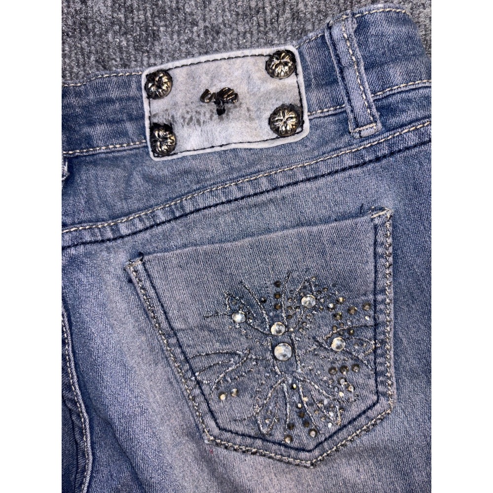 UWD Skinny Jeans Women Size 3 Blue Denim Metallic Embroidered Beaded Back Pocket - Picture 10 of 11